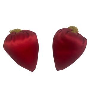 Pair of Vintage Red Satin Pointy Womens Shoe Filler Stuffed Pillow Sachets